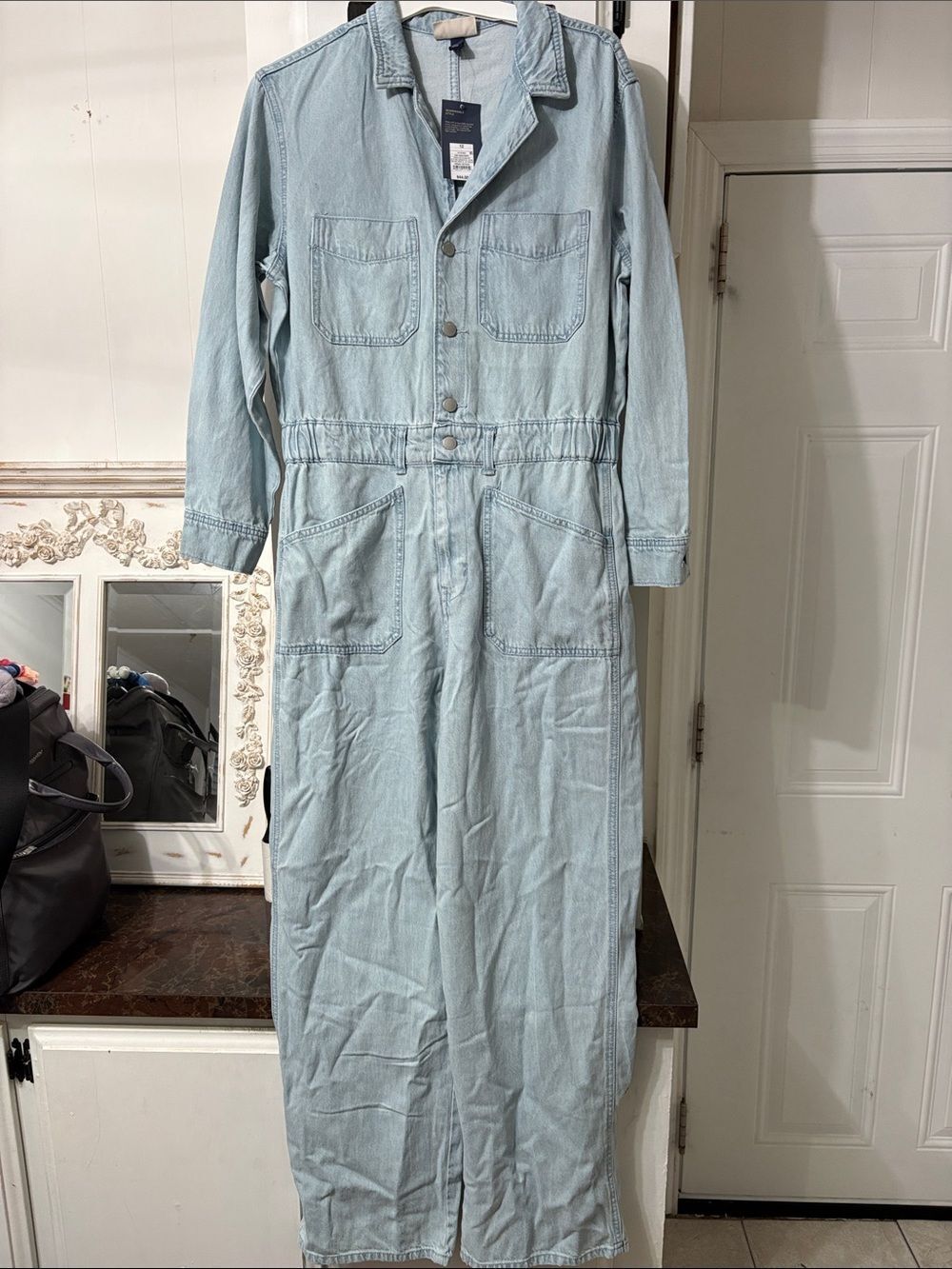 Universal Threads Light Blue Denim Jumpsuit with Pocket Details Size 12